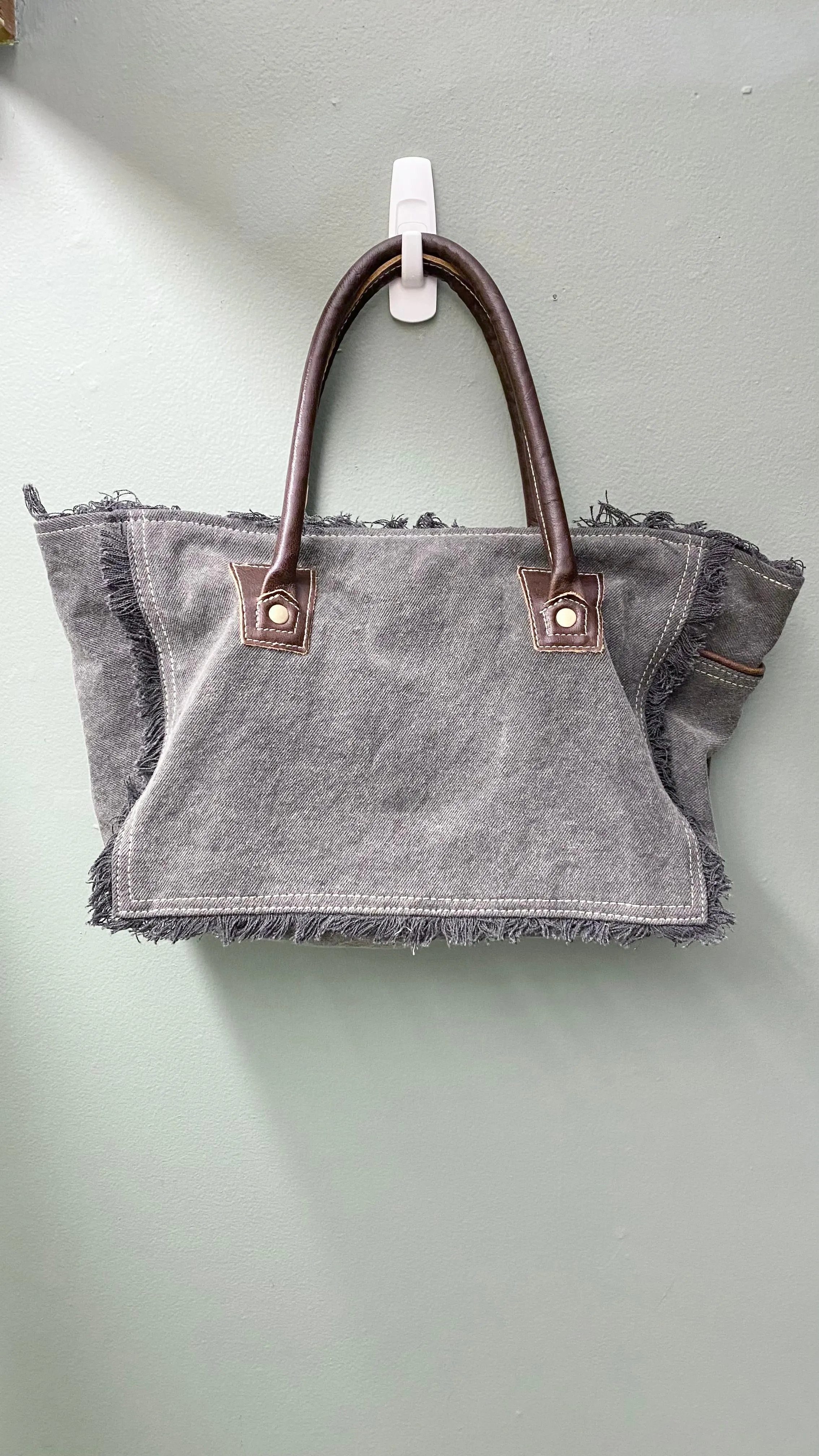 * Myra Bag Patterned Fringed Edge Tote