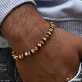 1 Gram Gold Forming - Rudraksh Gorgeous Design Gold Plated Bracelet For Men - Style B871