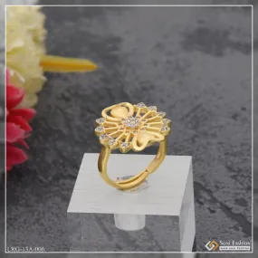 1 Gram Gold Plated Designer with Diamond Chic Design Ring for Ladies - Style LRG-006