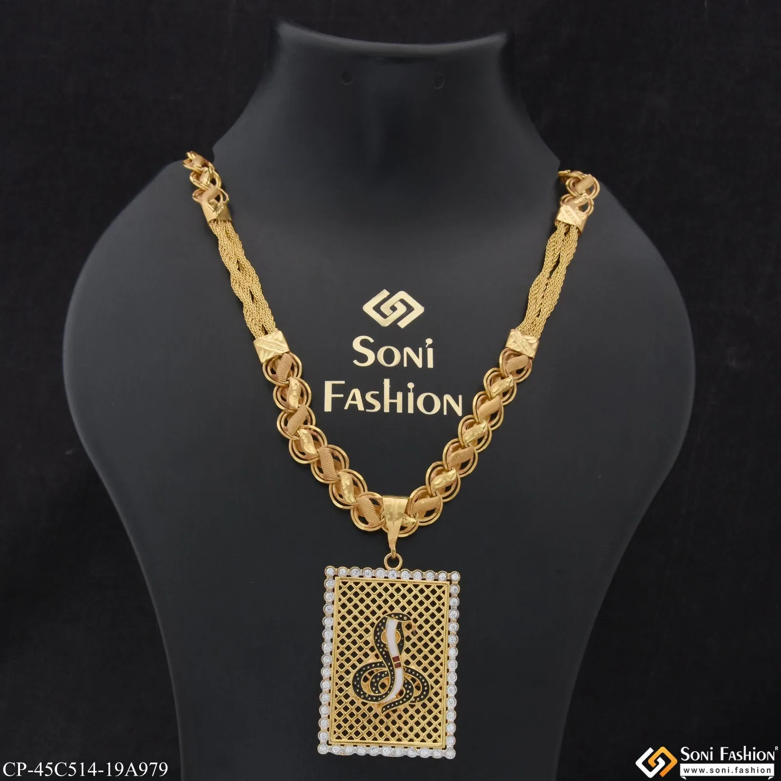 1 Gram Gold Plated Goga Maharaj Artisanal Design Chain Pendant Combo (CP-C514-A979)