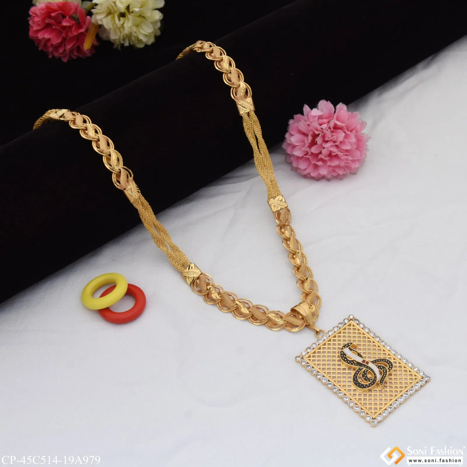 1 Gram Gold Plated Goga Maharaj Artisanal Design Chain Pendant Combo (CP-C514-A979)