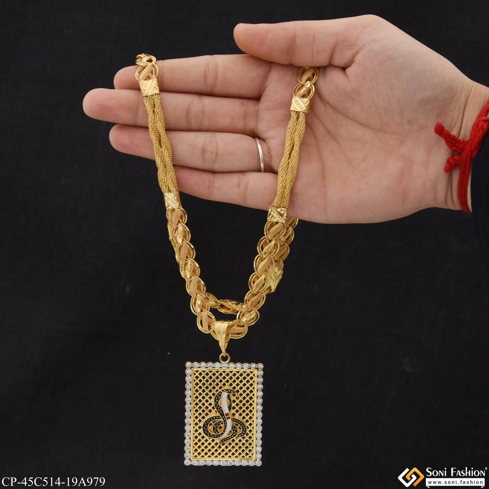 1 Gram Gold Plated Goga Maharaj Artisanal Design Chain Pendant Combo (CP-C514-A979)