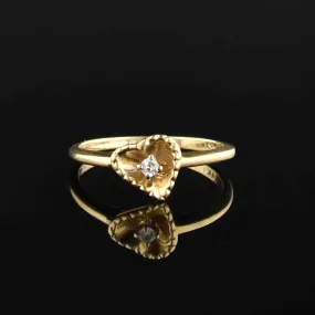 14K Gold Diamond Heart Engagement Ring, Sz 5.75