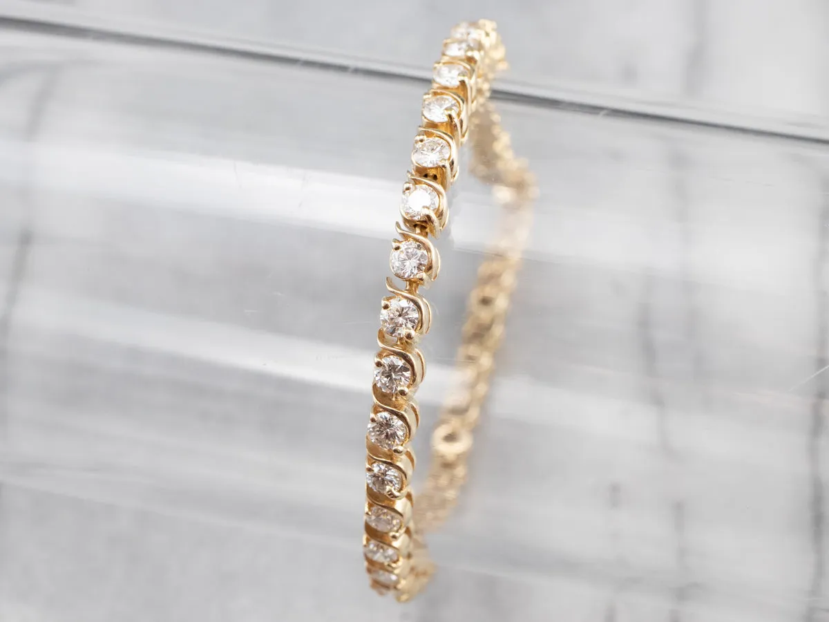 14K Yellow Gold Diamond Tennis Bracelet