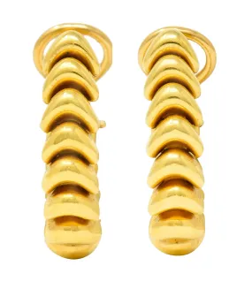 1970's Vintage Italian 18 Karat Gold Ribbed Hoop Earrings