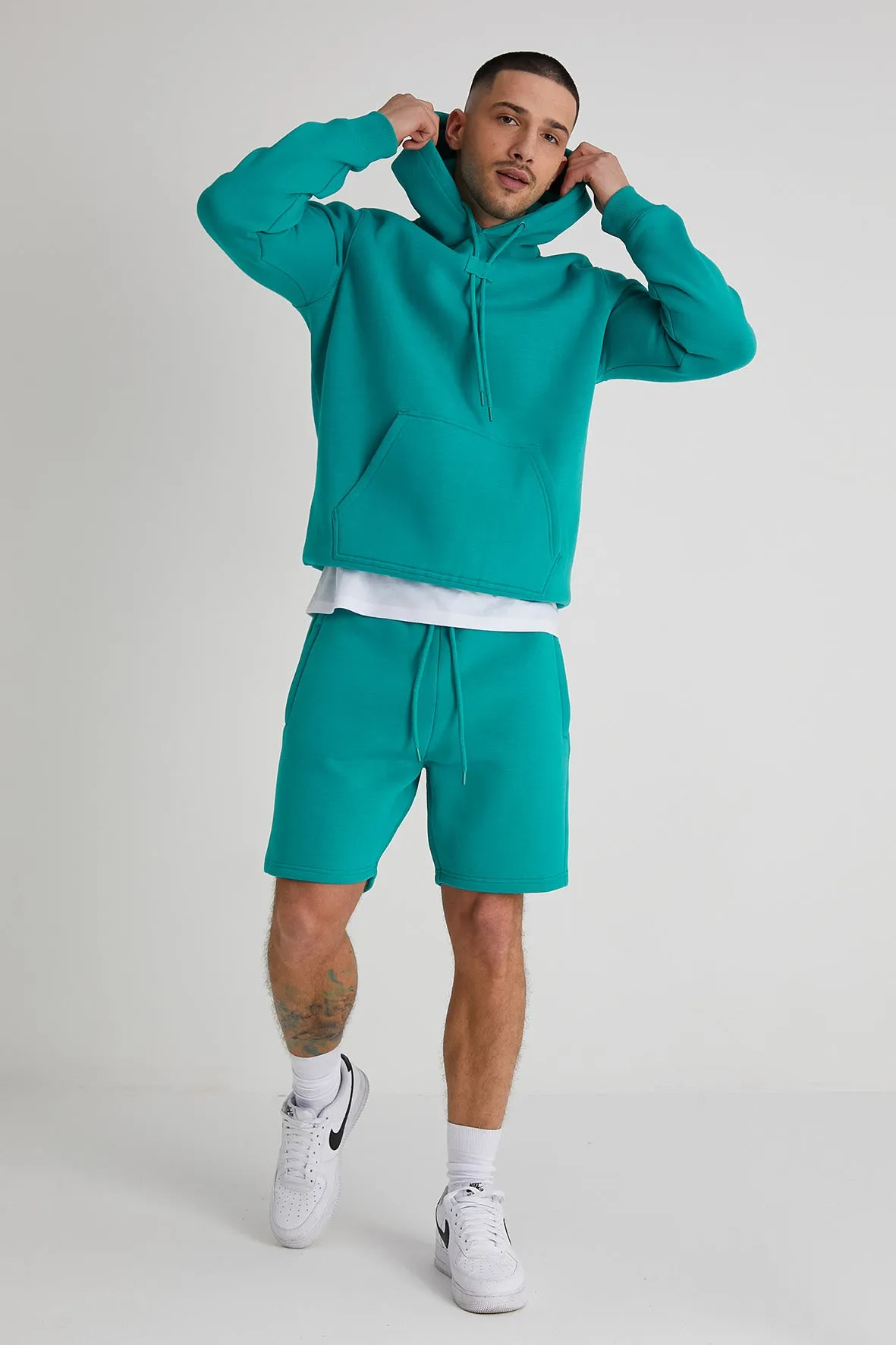 Aldo premium brushback fleece hoodie in Jade