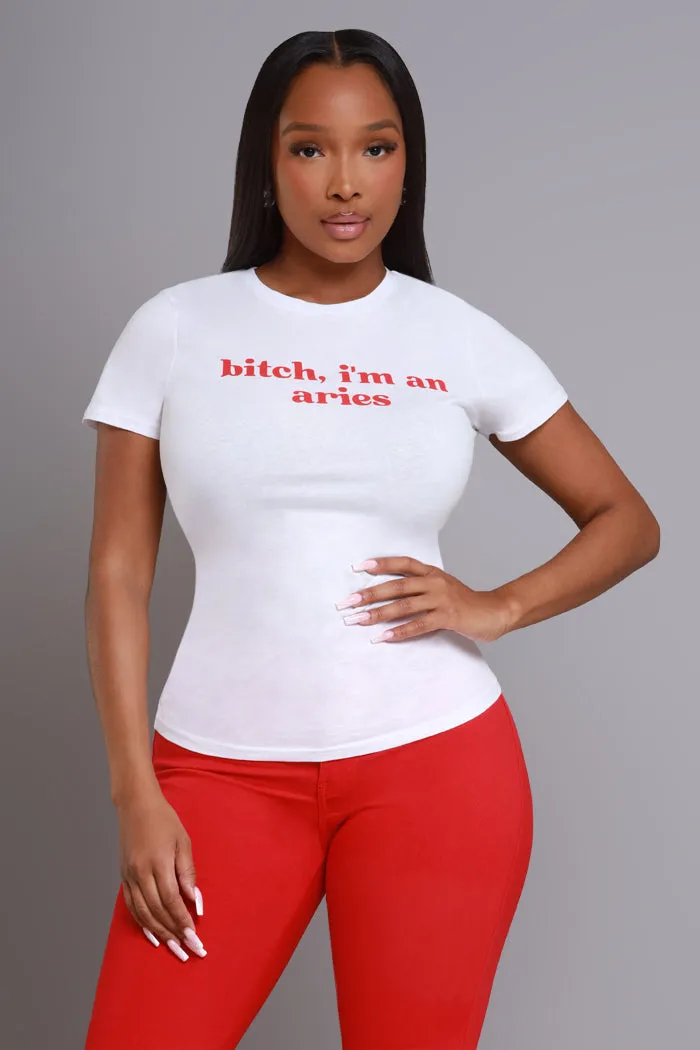 Aries Season Graphic Print T-Shirt - White/Red