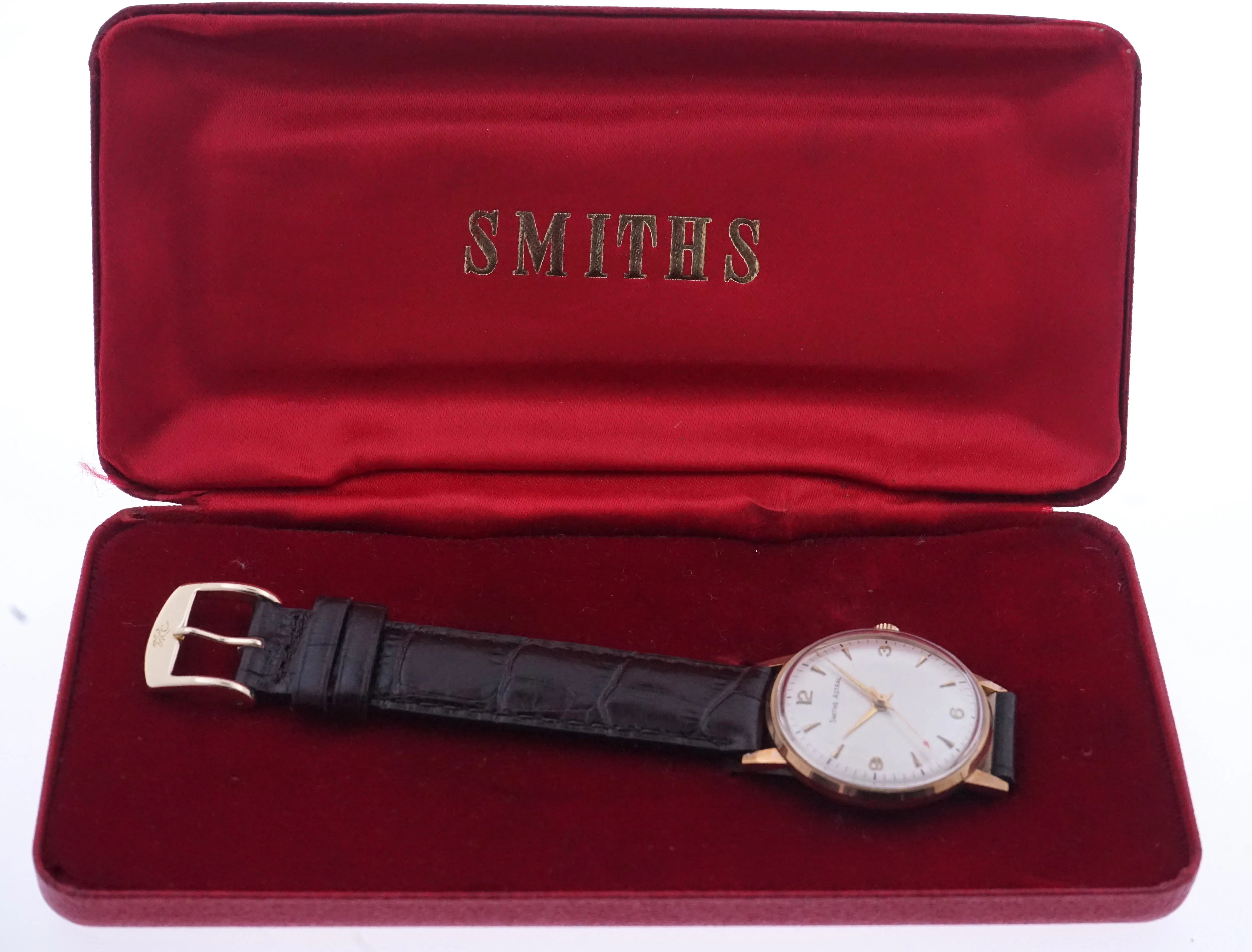 ASTRAL SMITHS MADE IN ENGLAND SOLID 9CT GOLD VINTAGE GENTS WRISTWATCH BRITISH RAIL 1969 NEAR MINT WITH BOX