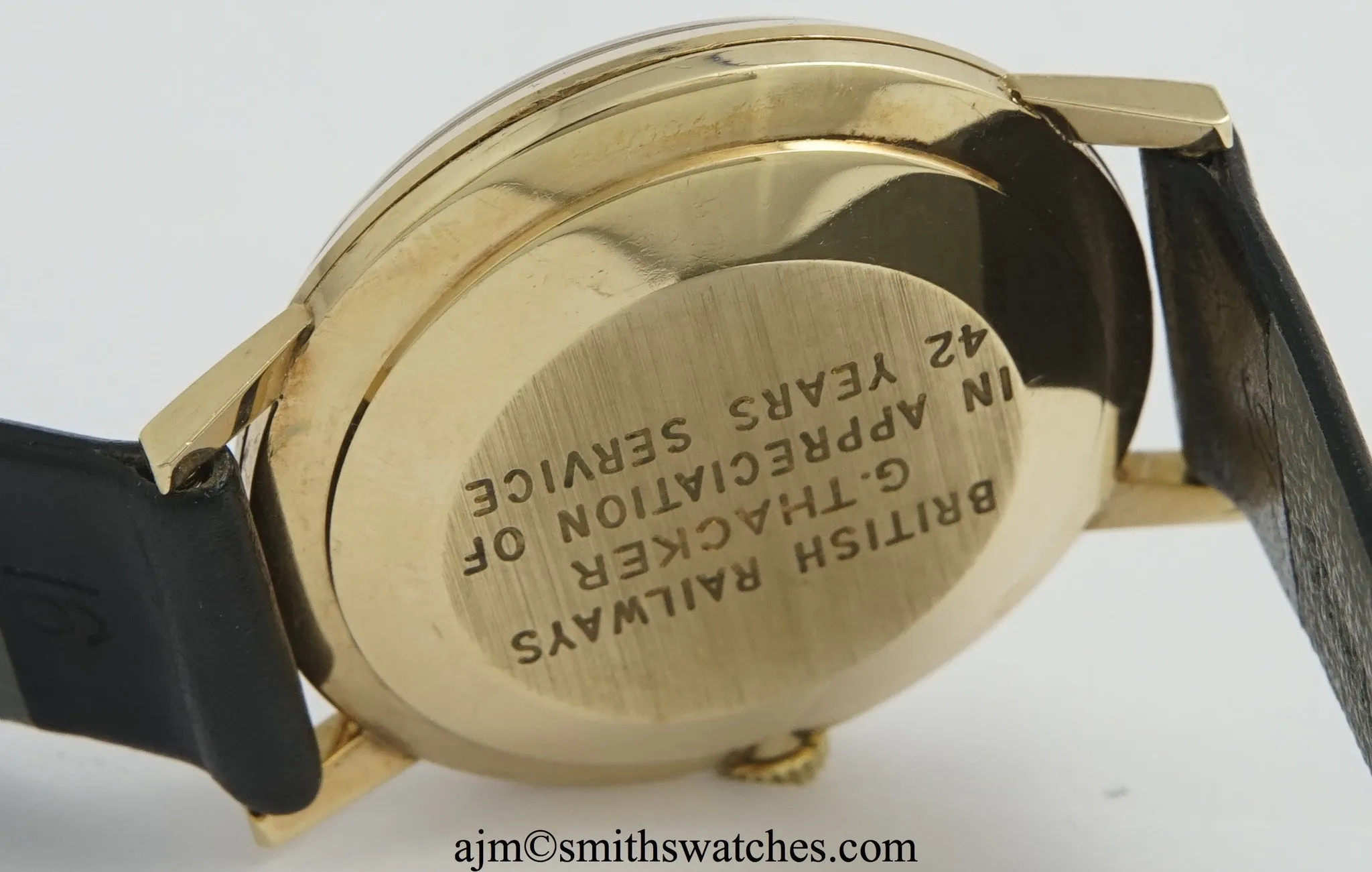 ASTRAL SMITHS MADE IN ENGLAND SOLID 9CT GOLD VINTAGE GENTS WRISTWATCH BRITISH RAIL 1969 NEAR MINT WITH BOX