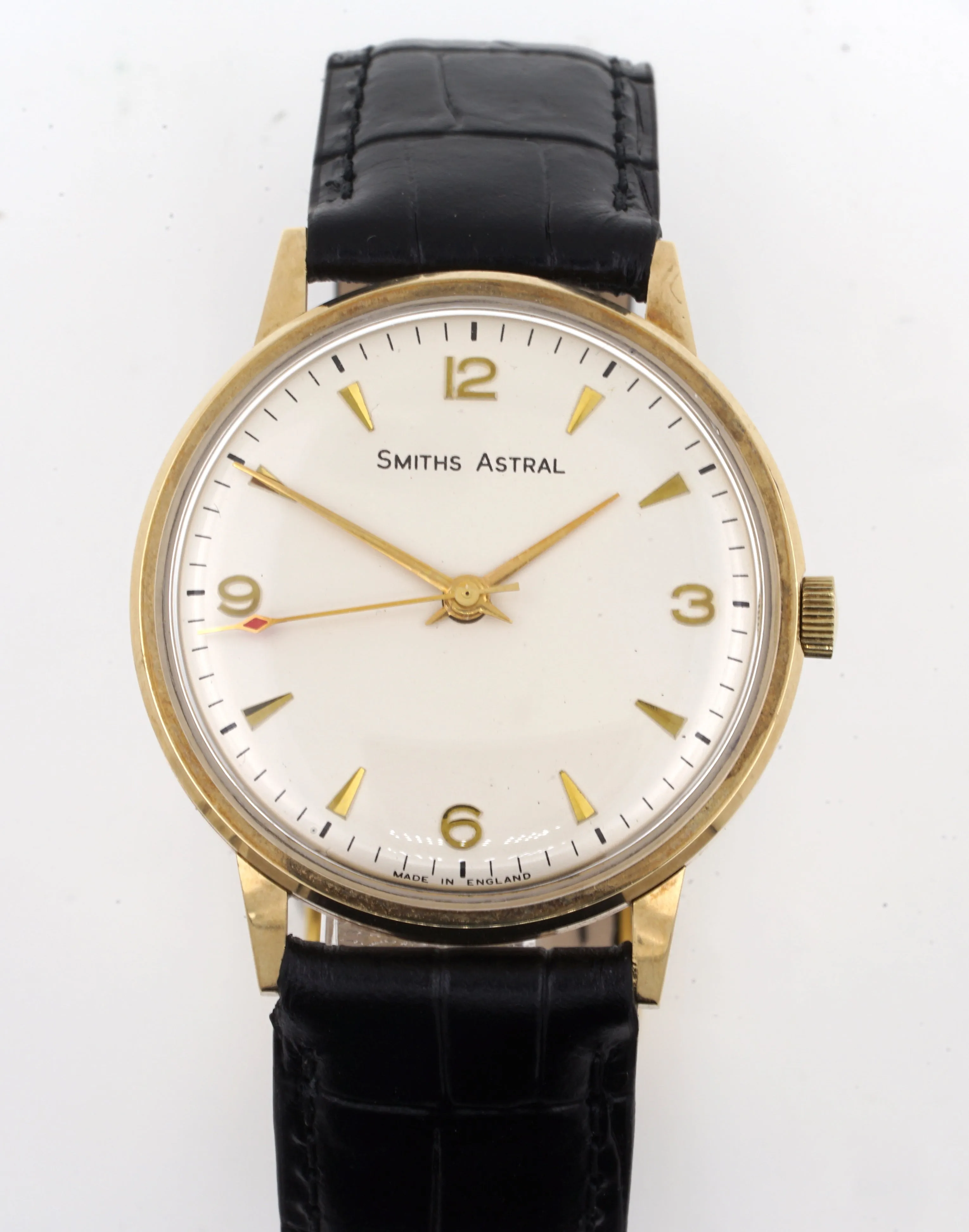 ASTRAL SMITHS MADE IN ENGLAND SOLID 9CT GOLD VINTAGE GENTS WRISTWATCH BRITISH RAIL WITH BOX