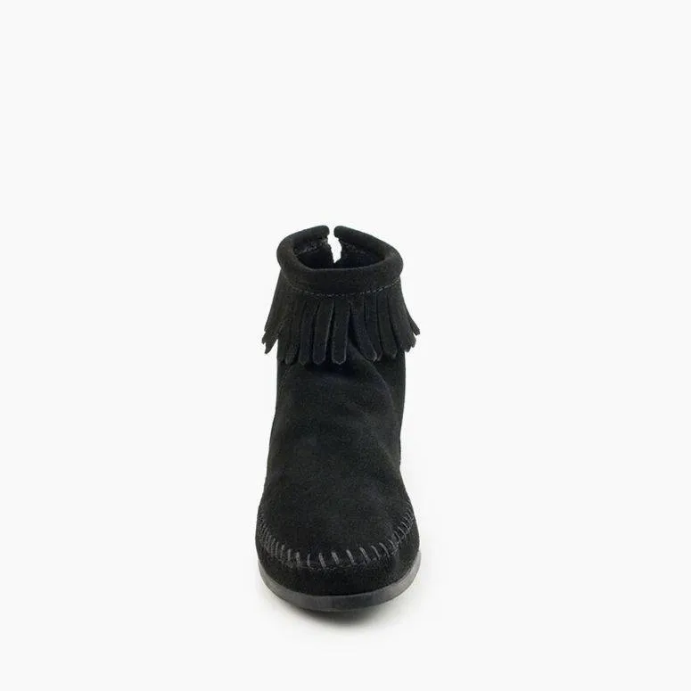 Back Zip Hardsole Boot in Black