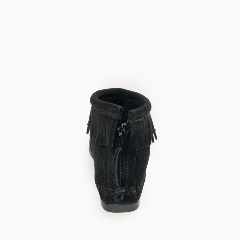 Back Zip Hardsole Boot in Black