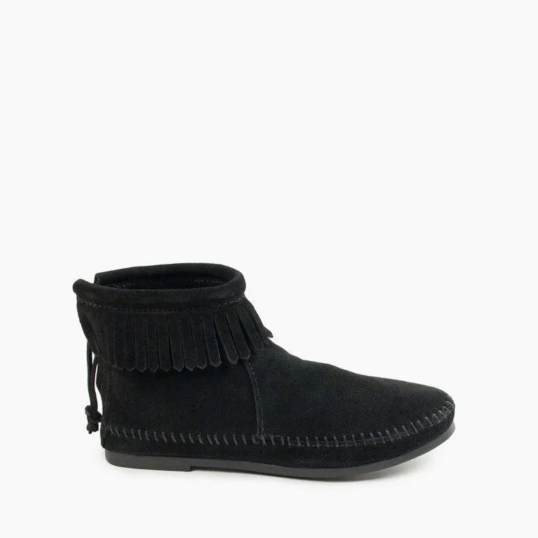 Back Zip Hardsole Boot in Black