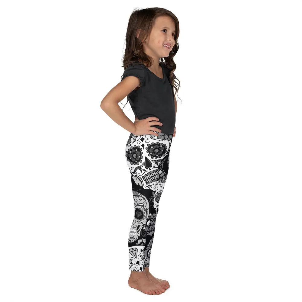 Black & White Sugar Skull Kid's Leggings