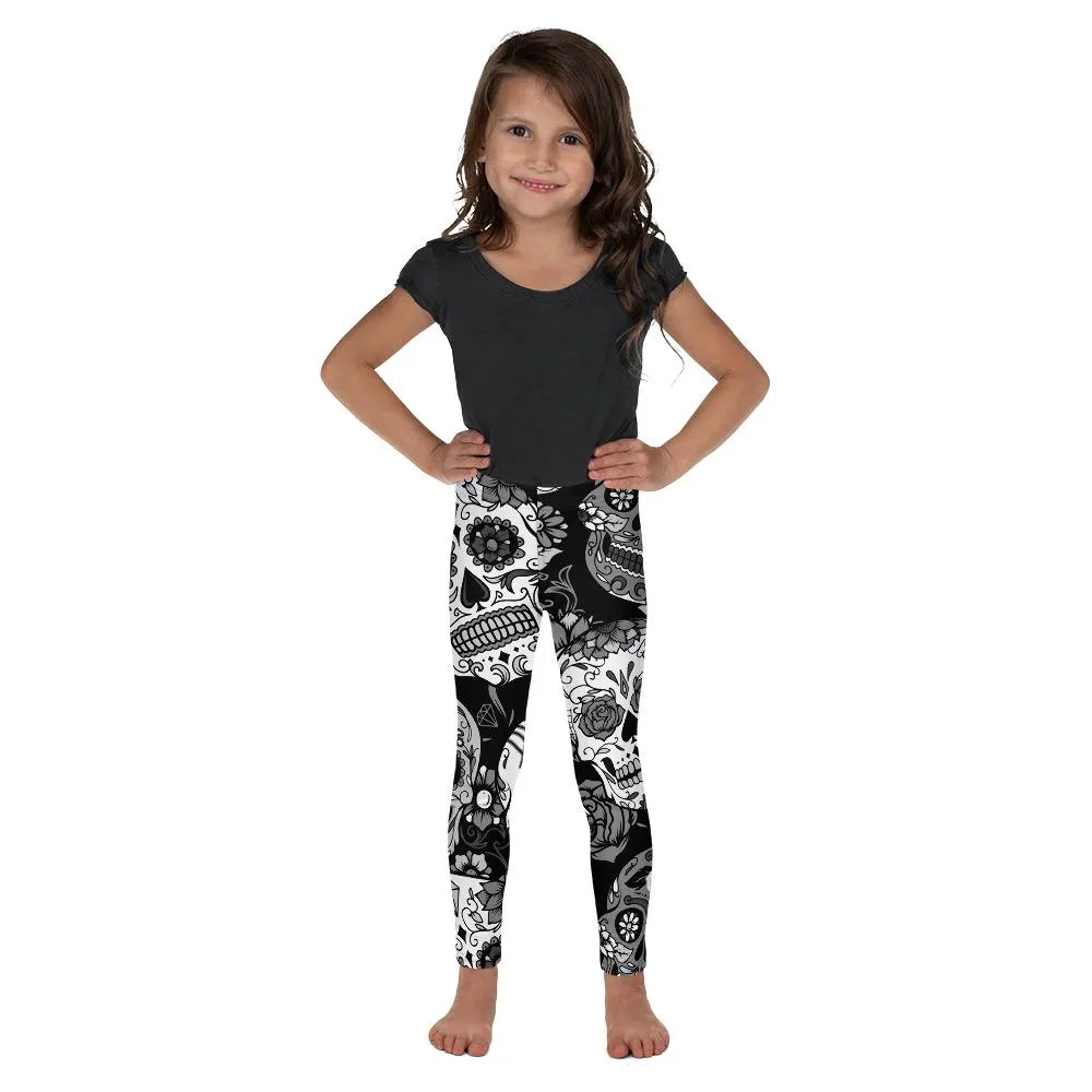 Black & White Sugar Skull Kid's Leggings