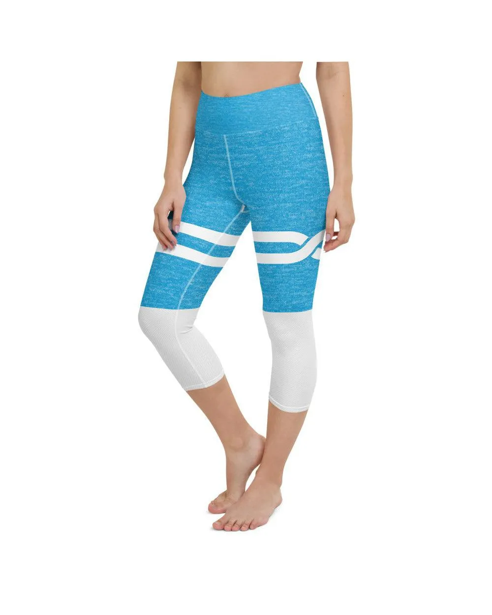 Blue and White Infinity Yoga Capris