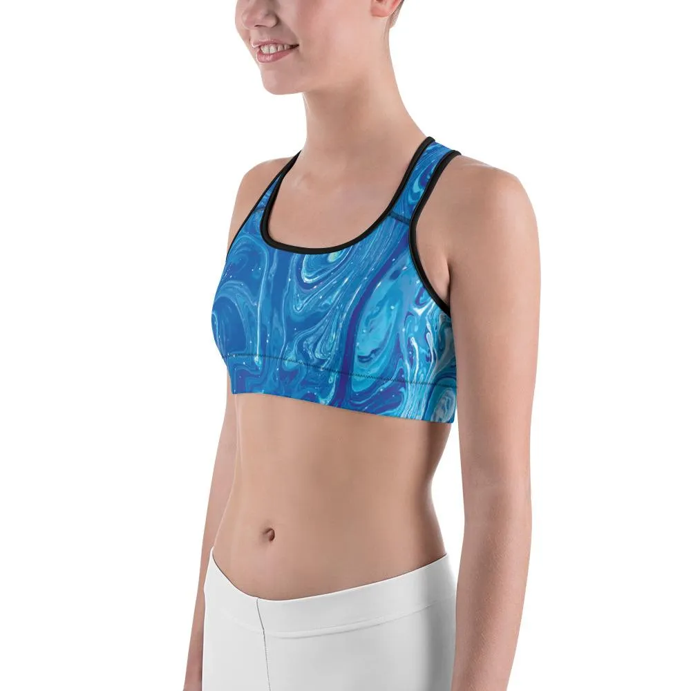 Blue Swirl Sports Bra