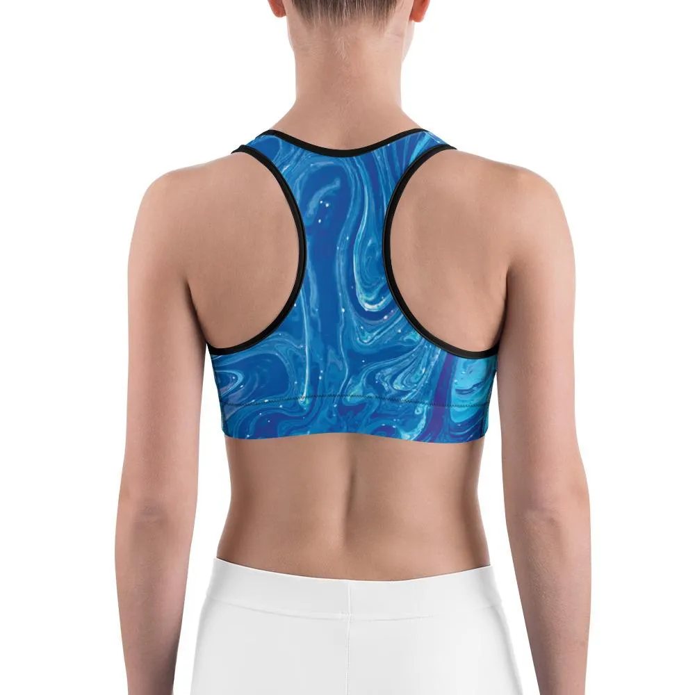 Blue Swirl Sports Bra