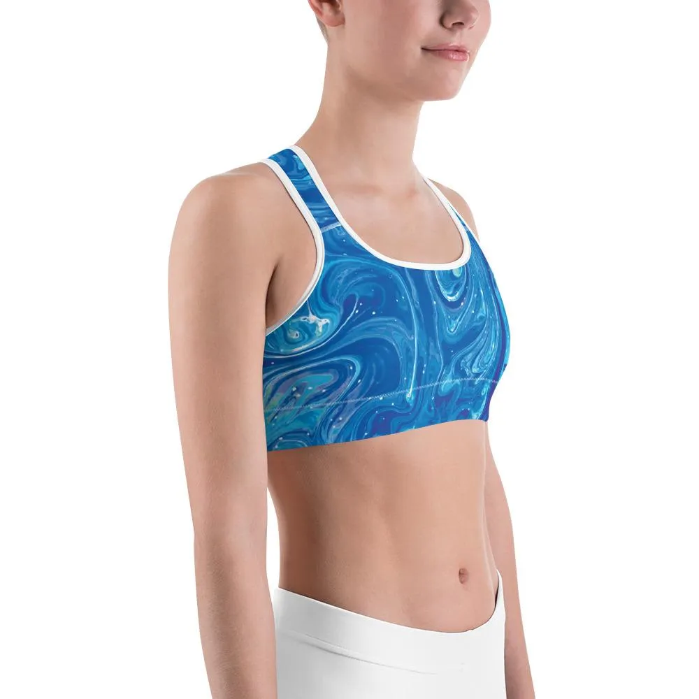 Blue Swirl Sports Bra