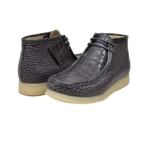 British Walkers Wallabee Boot Gators Men's Gray Alligator Leather Ankle Boots