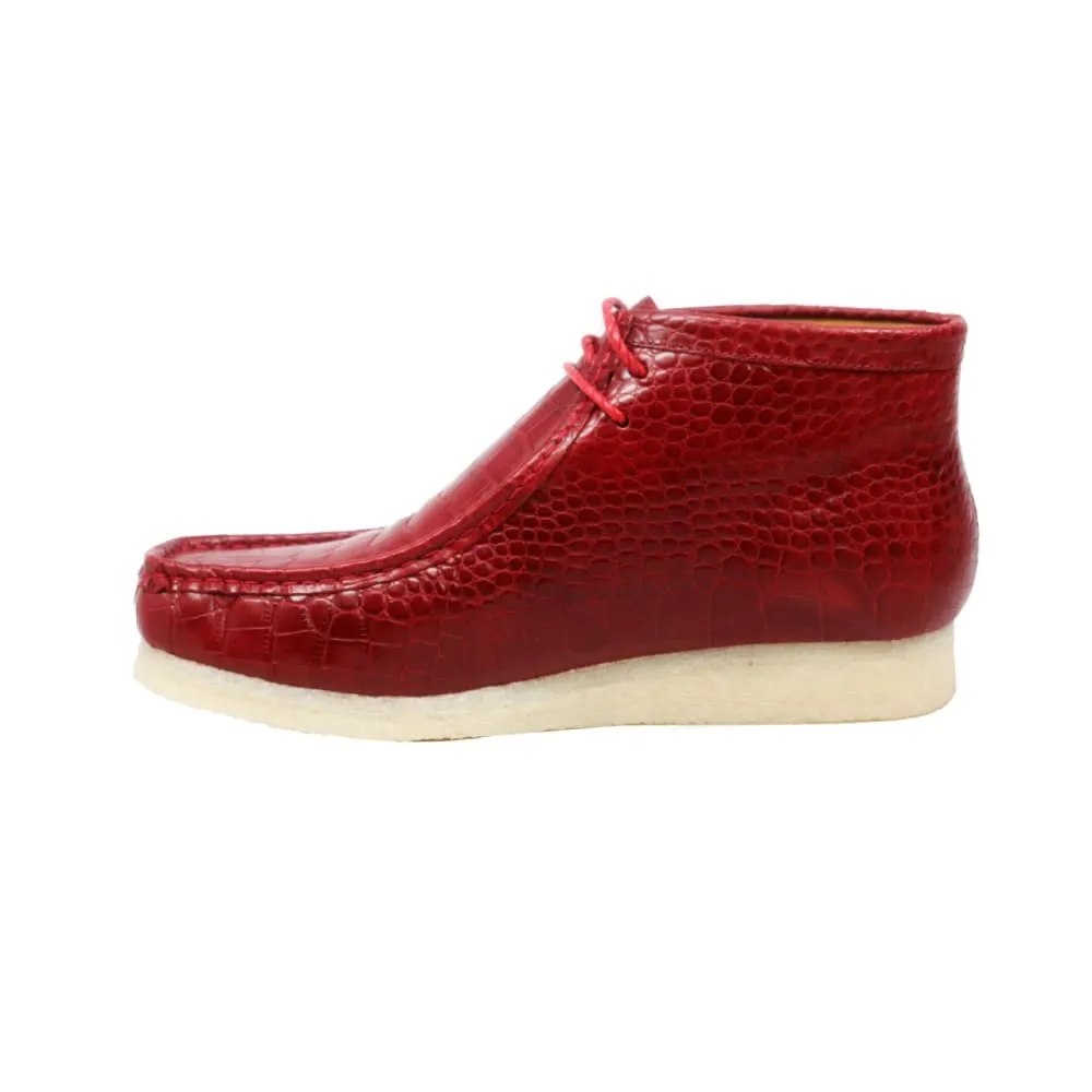 British Walkers Wallabee Boot Gators Men's Red Alligator Leather Ankle Boots