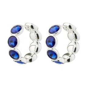 CALLIE recycled crystal hoops blue/silver-plated