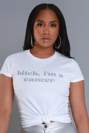 Cancer Season Graphic Print T-Shirt - White/Grey