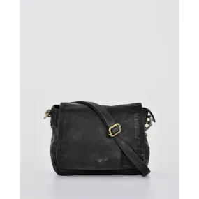 COBB & CO Kenmore Leather Flap Crossbody Bag Black