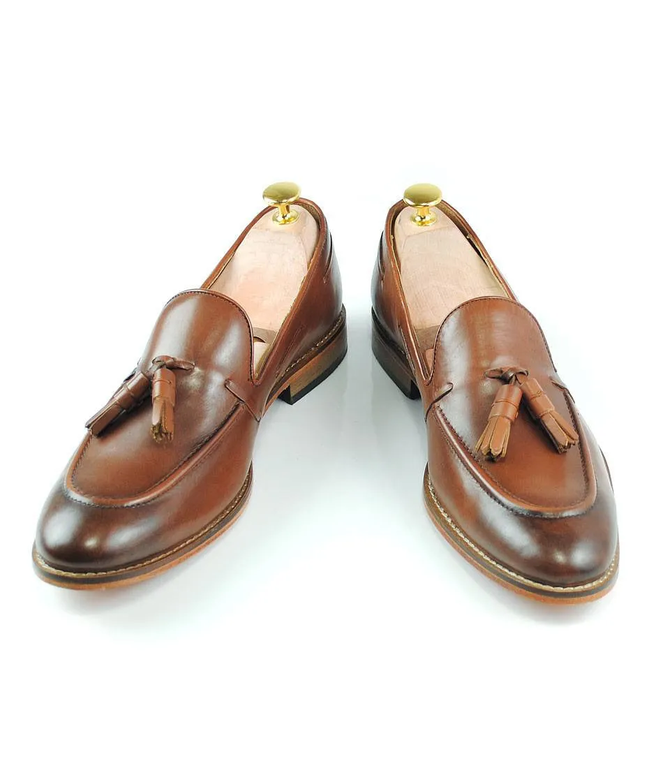 Cognac Tassel Loafers