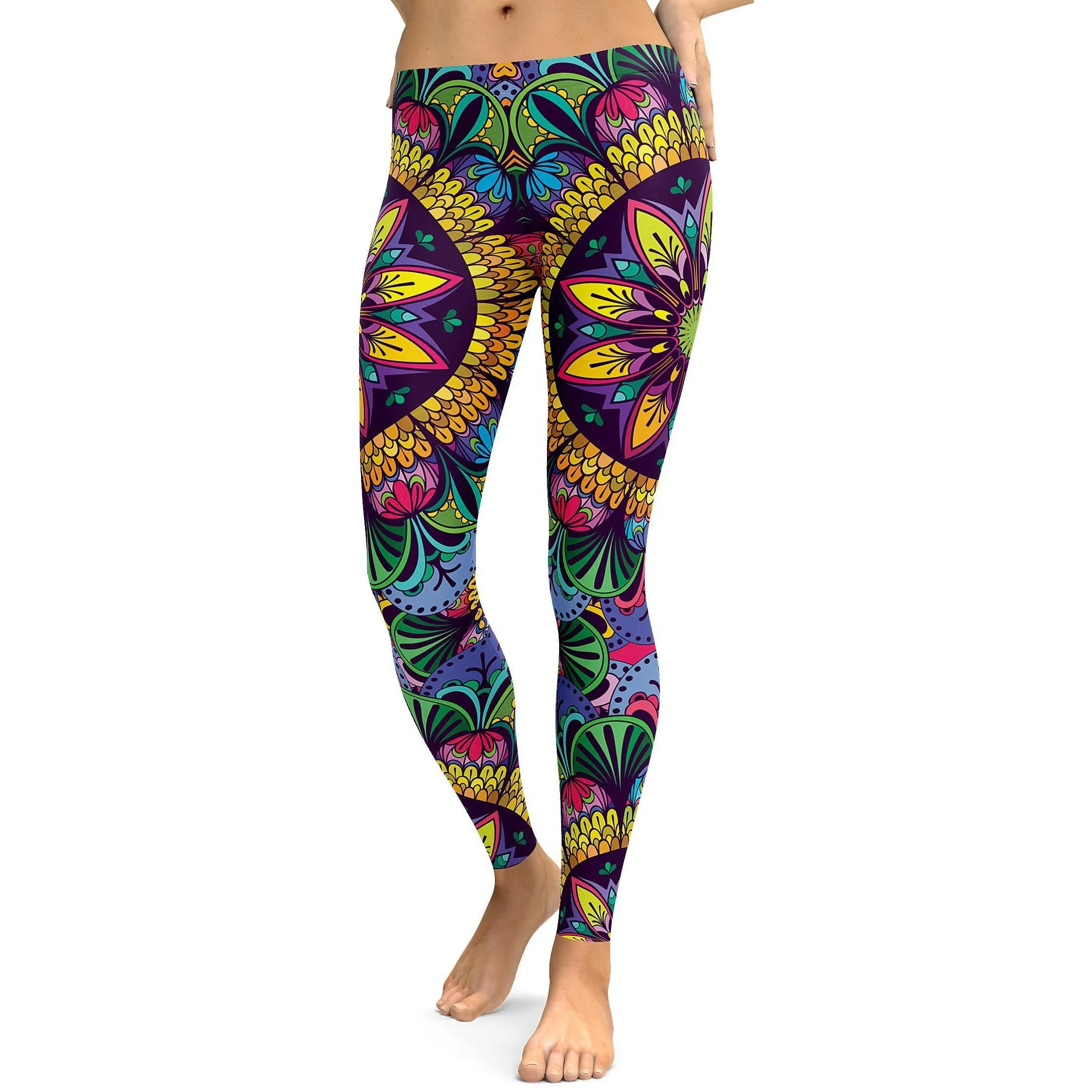 Colorful Yellow Mandala Leggings