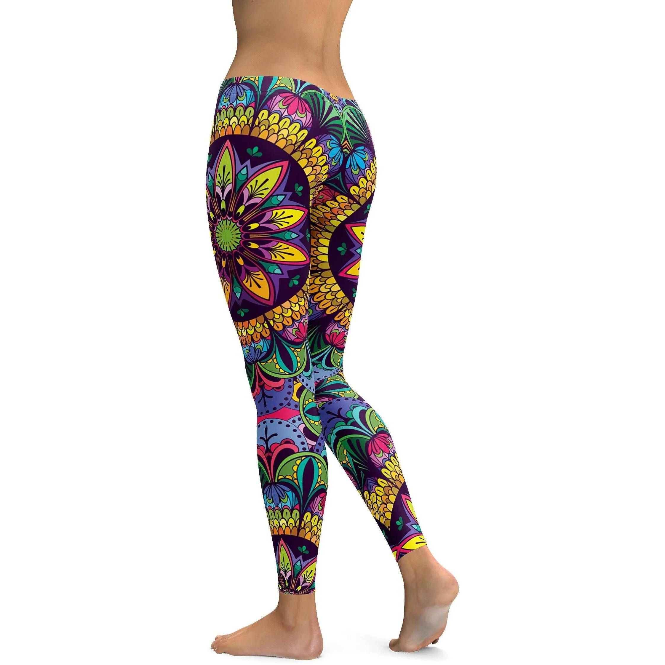 Colorful Yellow Mandala Leggings