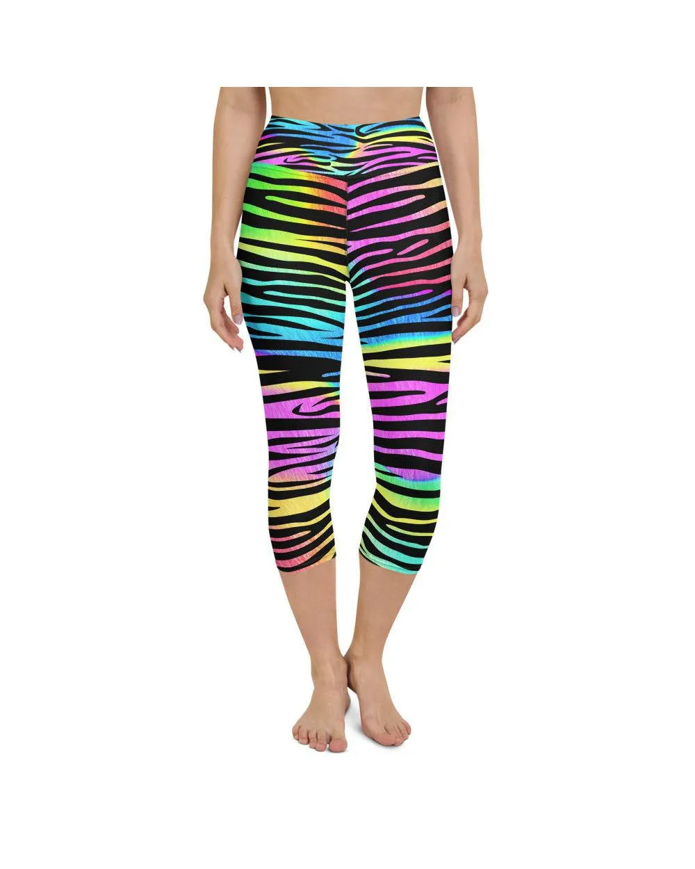 Colorful Zebra Striped Yoga Capris