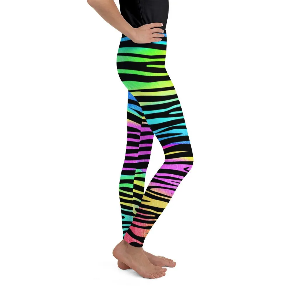 Colorful Zebra Striped Youth Leggings