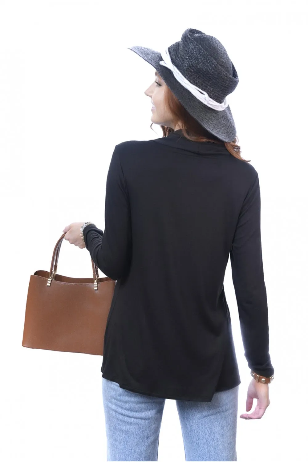 Cowl Nec Top With Long 3/4 Sleeve - 3 Colors  - PREORDER