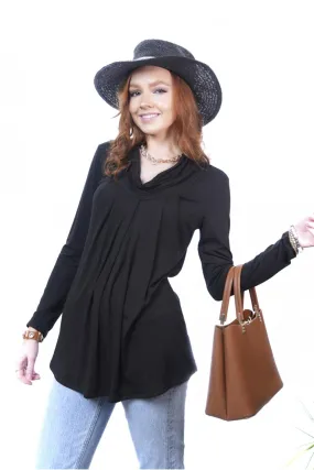 Cowl Nec Top With Long 3/4 Sleeve - 3 Colors  - PREORDER