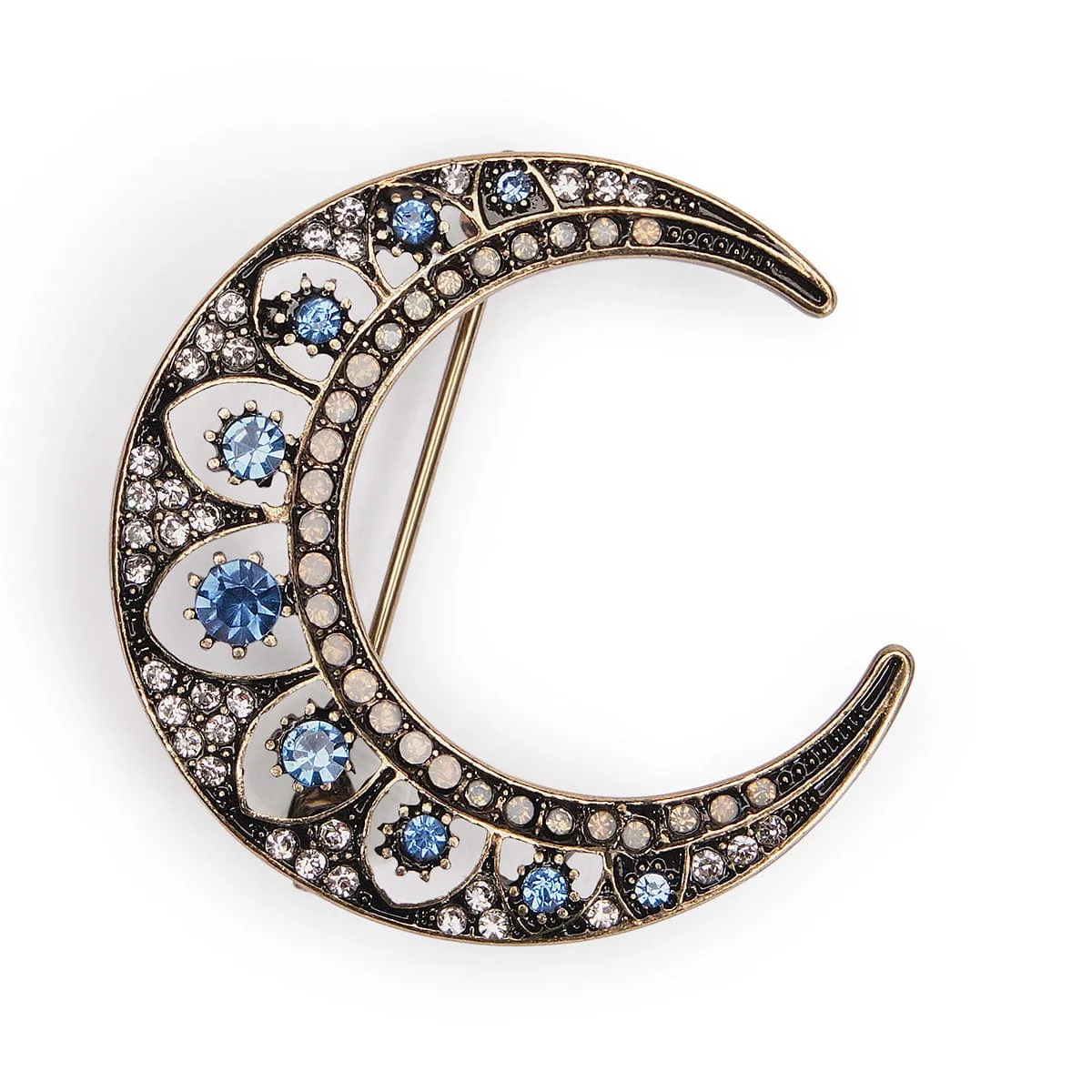 Crescent moon brooch