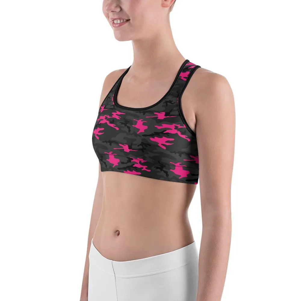 Dark Pink Camo Sports Bra