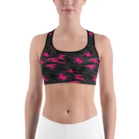 Dark Pink Camo Sports Bra