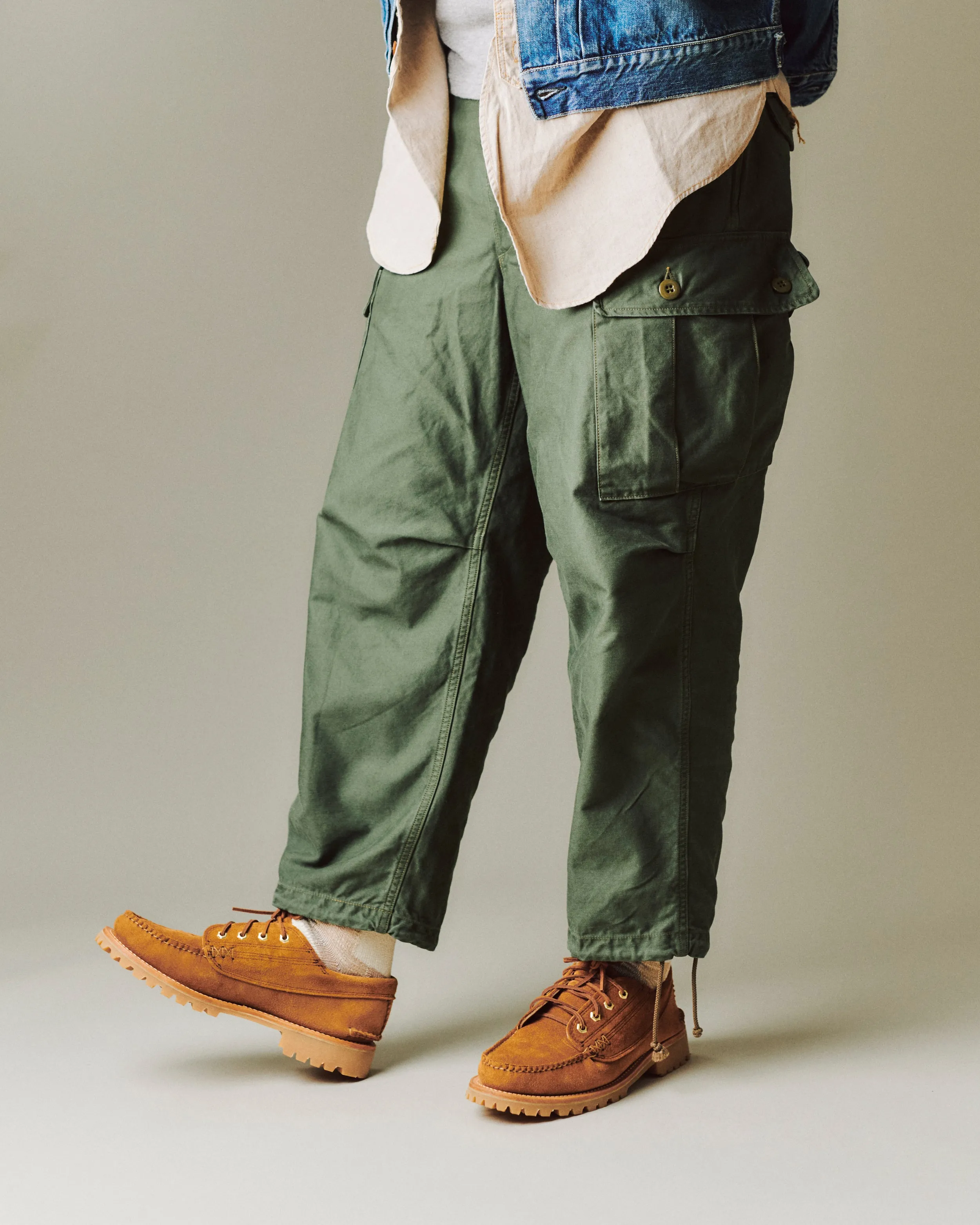 Freewheelers 'Jungle Fatigues' Tropical Trousers - Olive Green