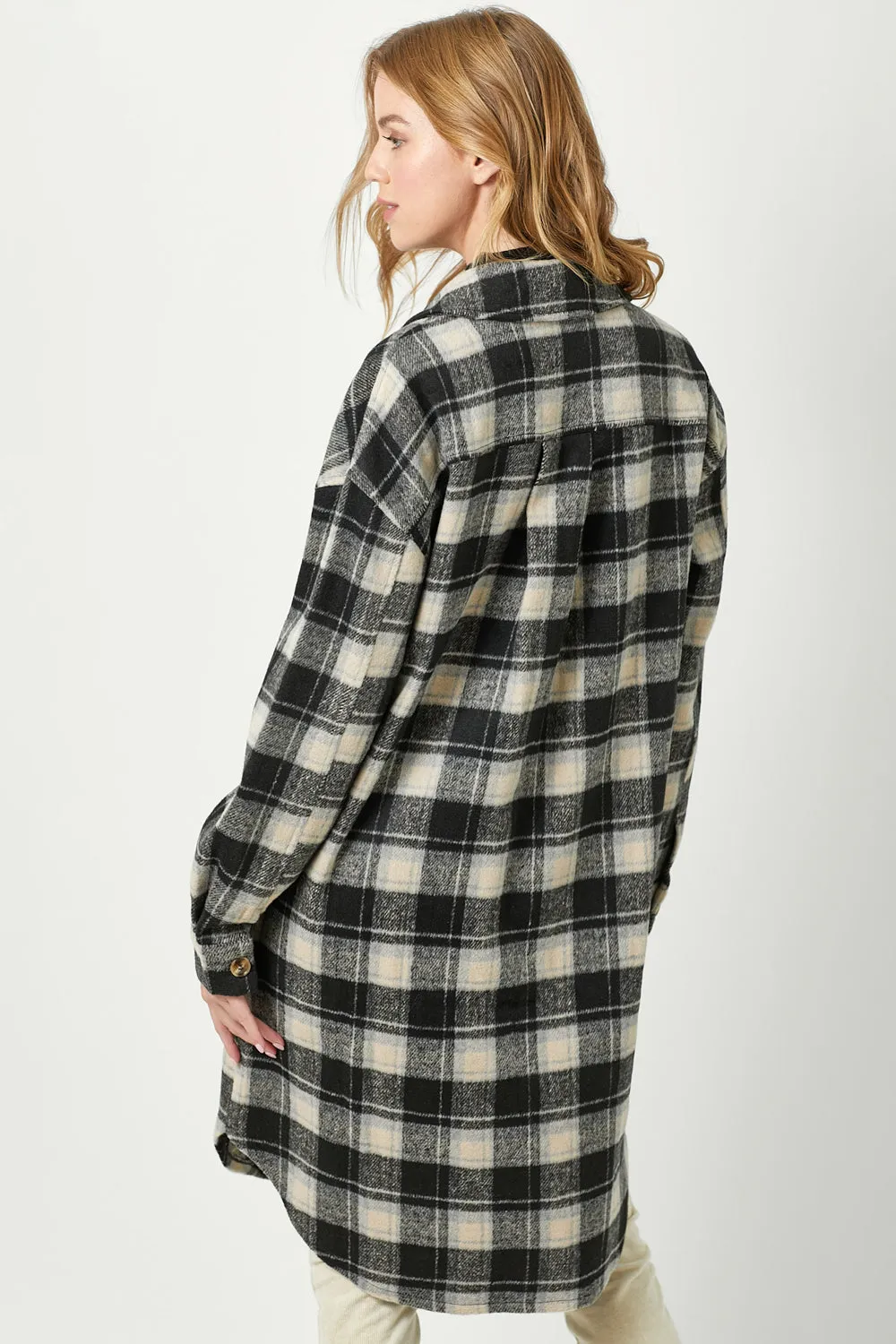 Fringe Placket Plaid Jacket | Black