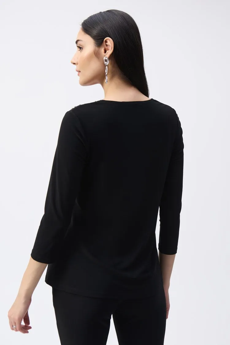 Joseph Ribkoff Black Silky Knit Fit-and-Flare Top