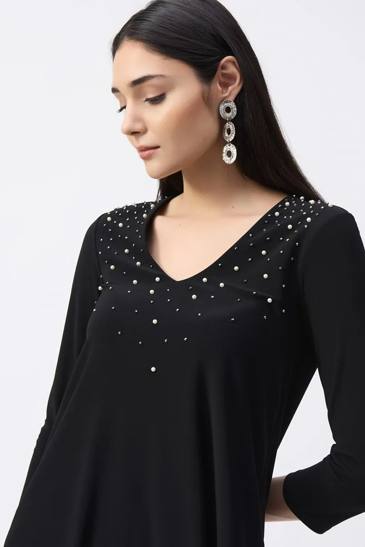 Joseph Ribkoff Black Silky Knit Fit-and-Flare Top