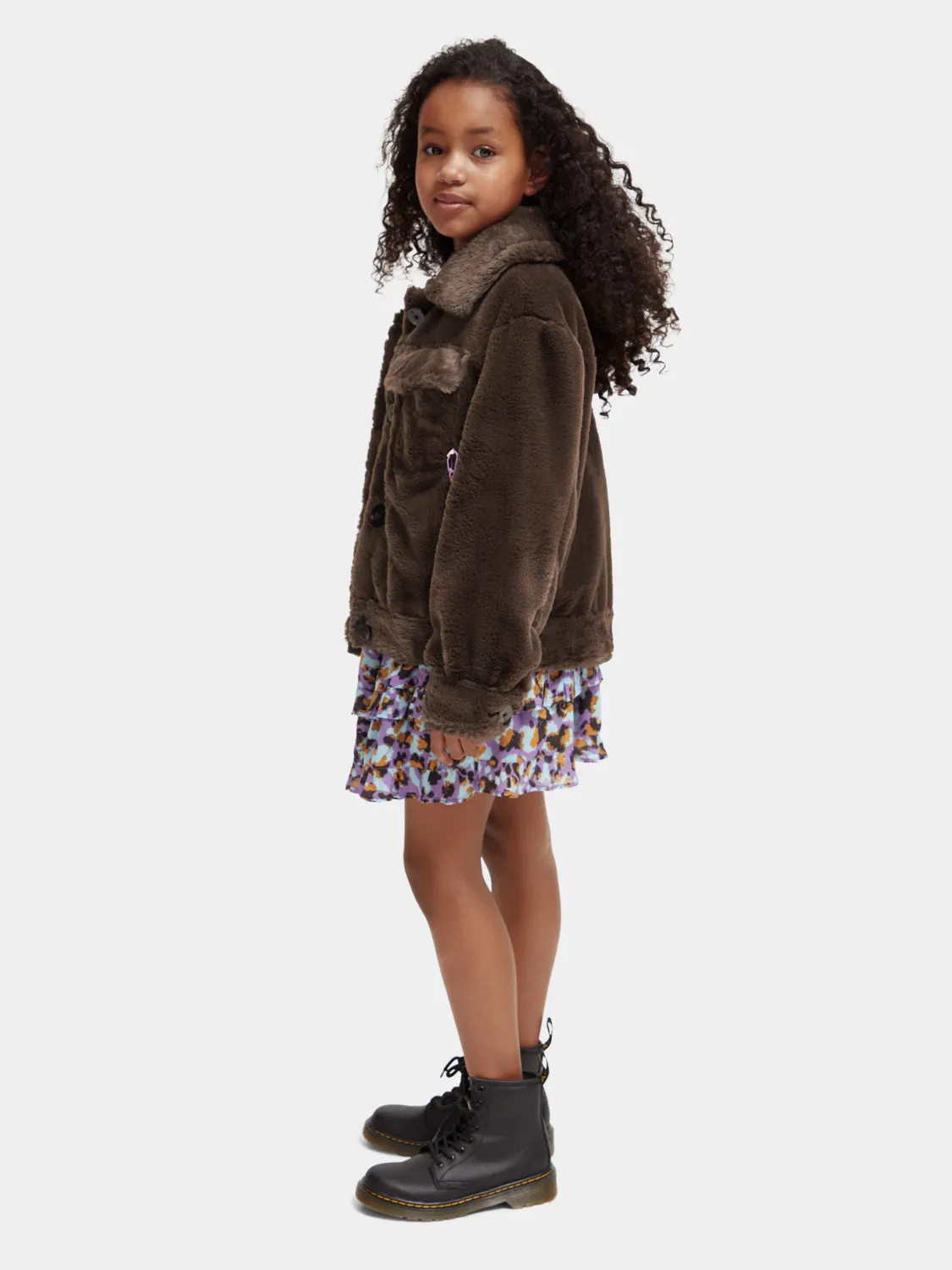 Kids - Faux fur trucker jacket