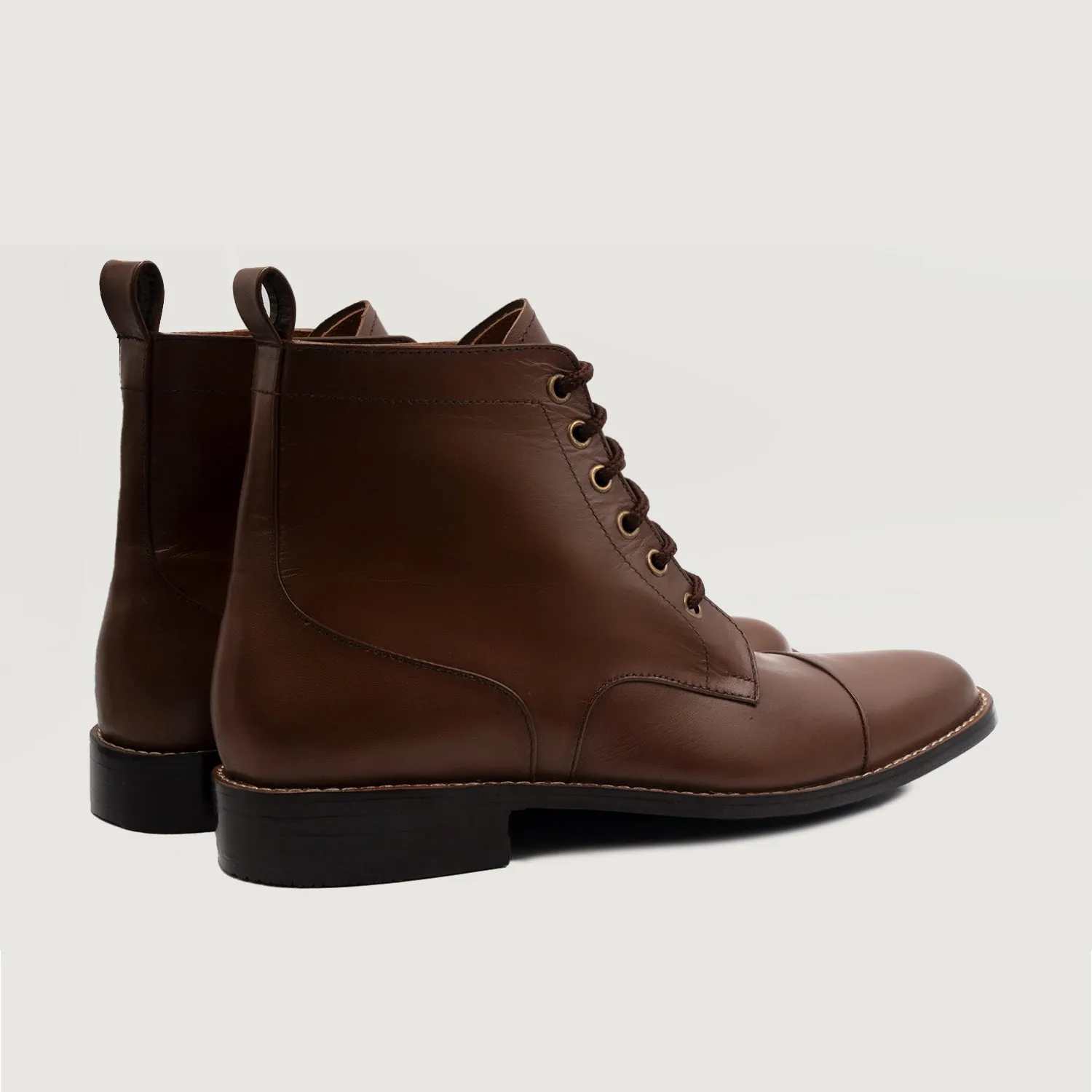 Knight Derby Brown Leather Boots