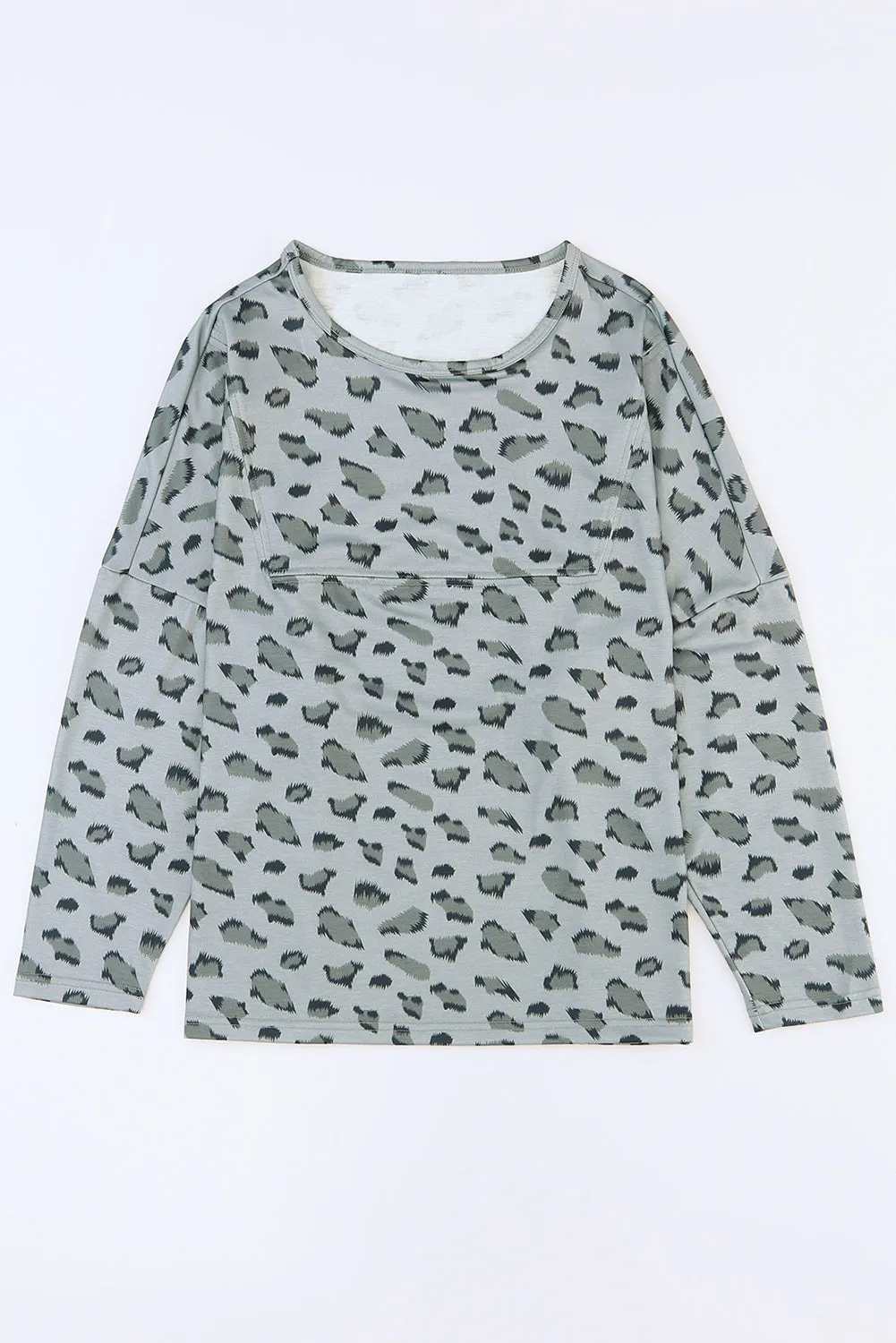 Leopard Animal Print Stitching Loose Long Sleeve Top