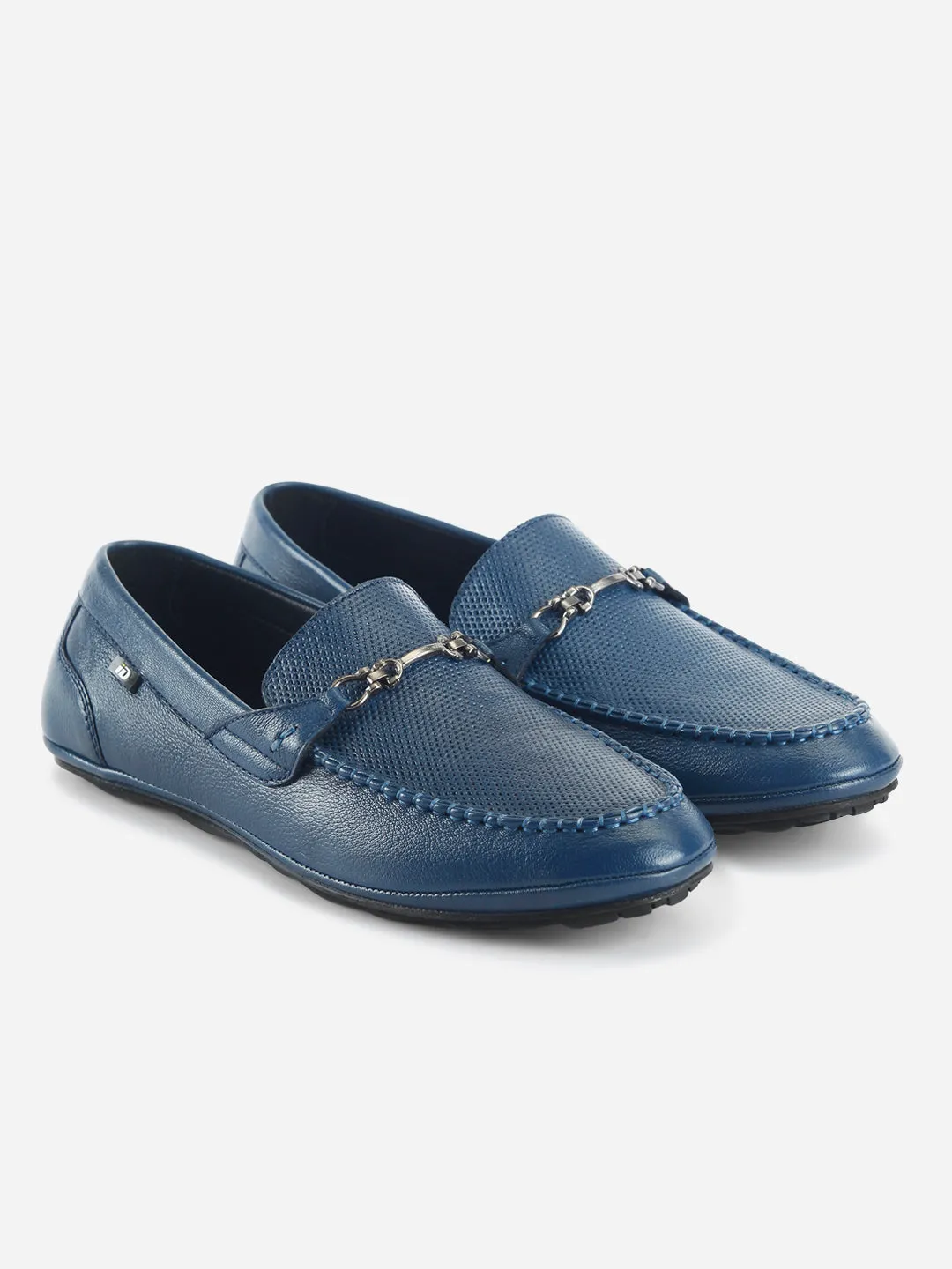 Men's Blue Classic Metal Trim Saddle Loafer (ID1121)