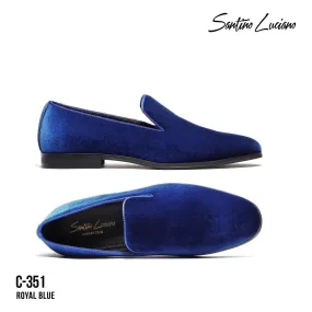 Mens Santino Luciano Shoes Soft Velvet Slip on Loafer Formal C351 Royal Blue