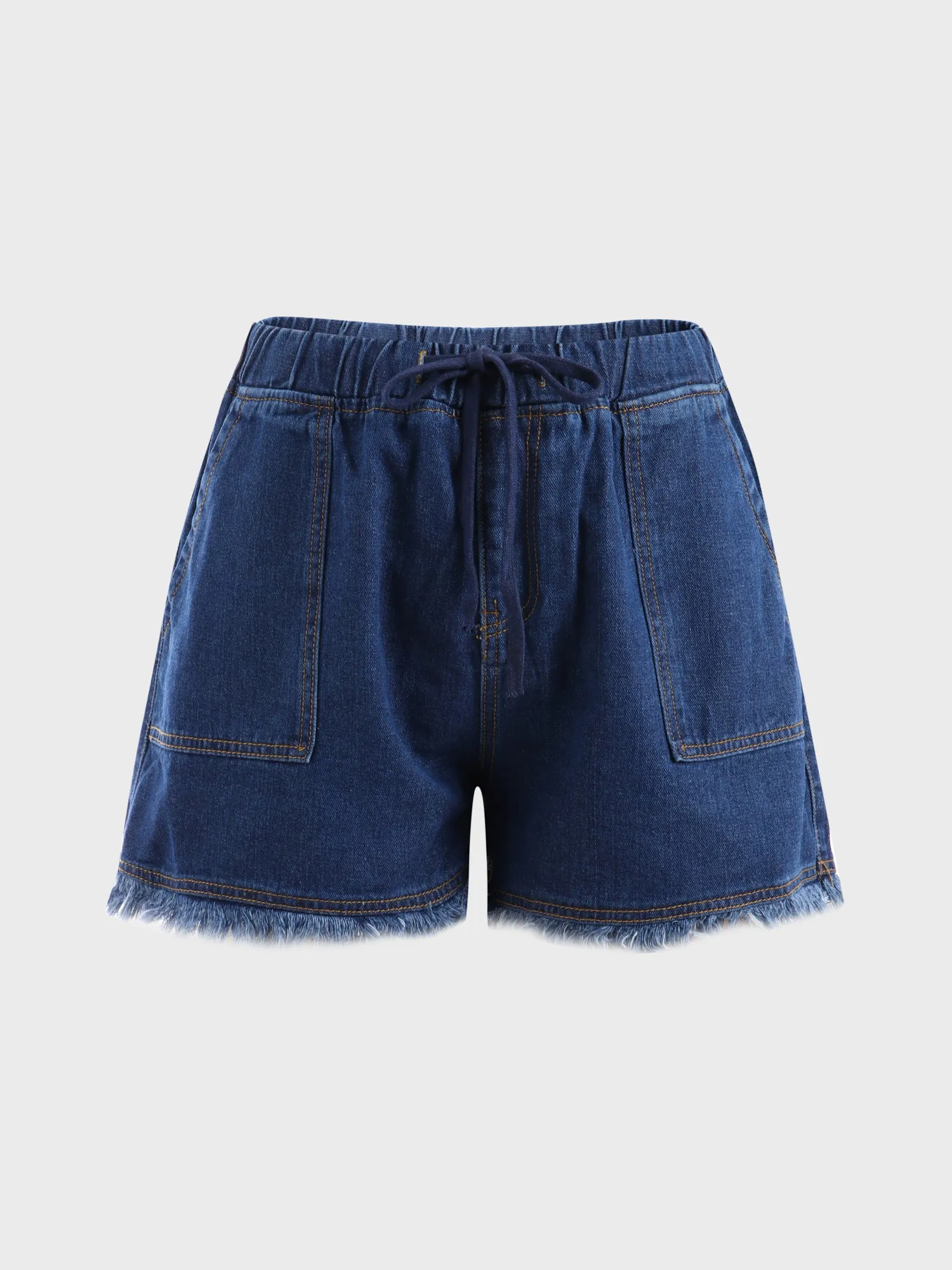 Midsize Playful Fringe High-Waisted Denim Shorts