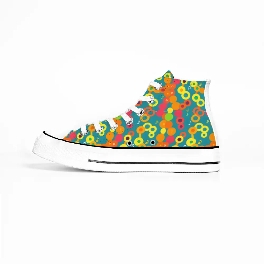 Musical Pattern Collection - Classic Unisex High Top Canvas Sneakers