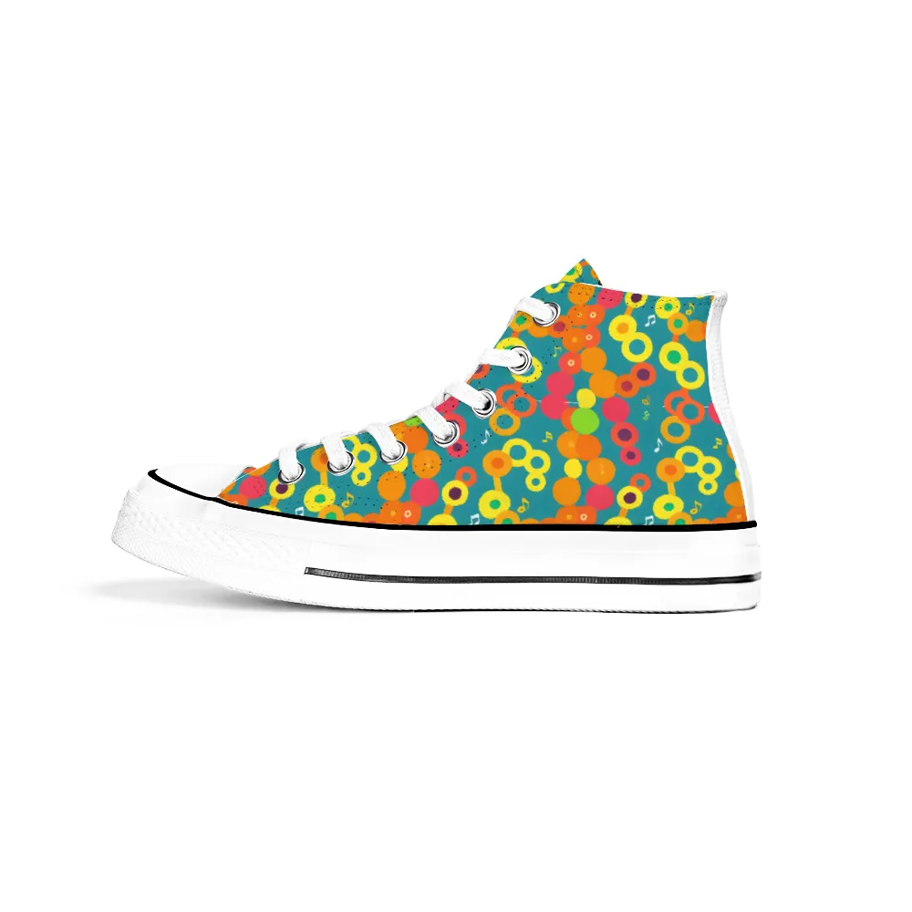 Musical Pattern Collection - Classic Unisex High Top Canvas Sneakers